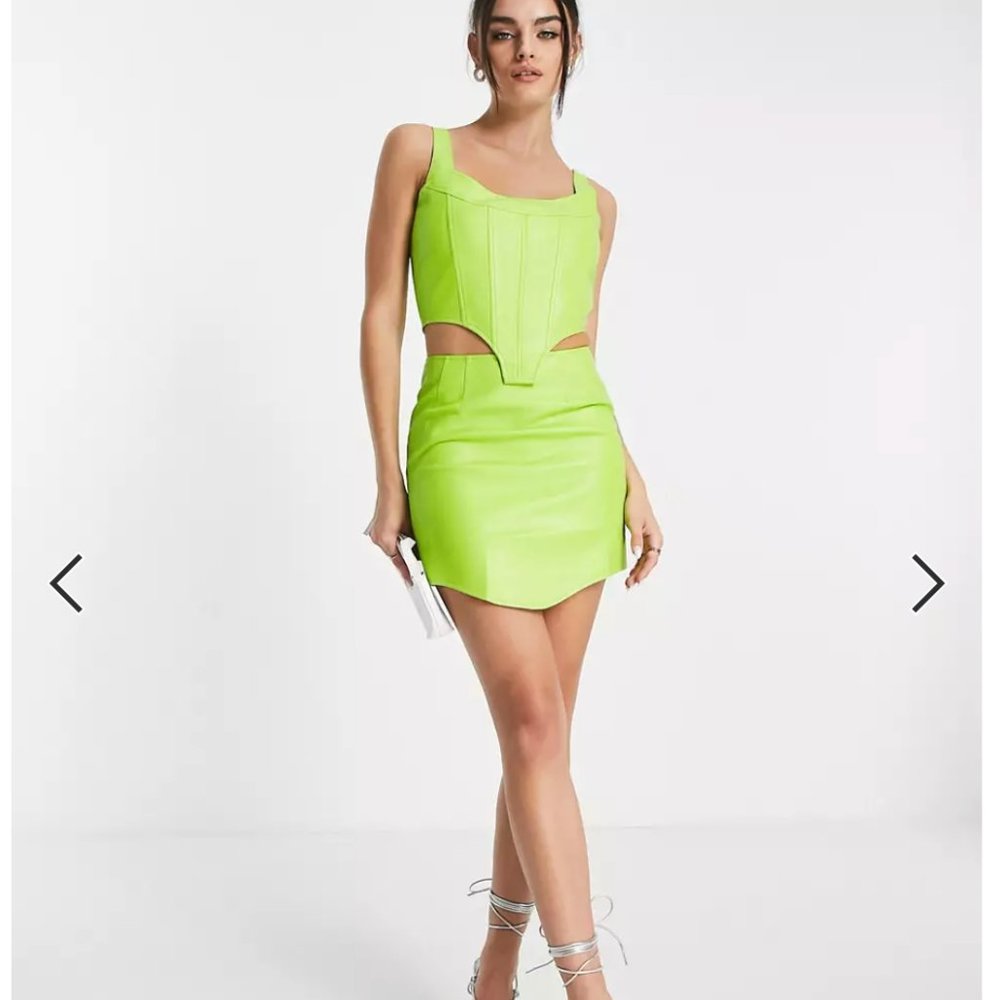 ASOS "Annorlunda" Faux Leather Lime Green Set - US 10